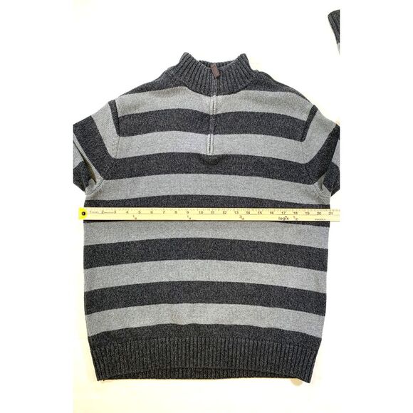Chaps Rugby Sweater Mens L Long Sleeve 1/4 Zip Striped Knit Pullover Cotton - Picture 5 of 7